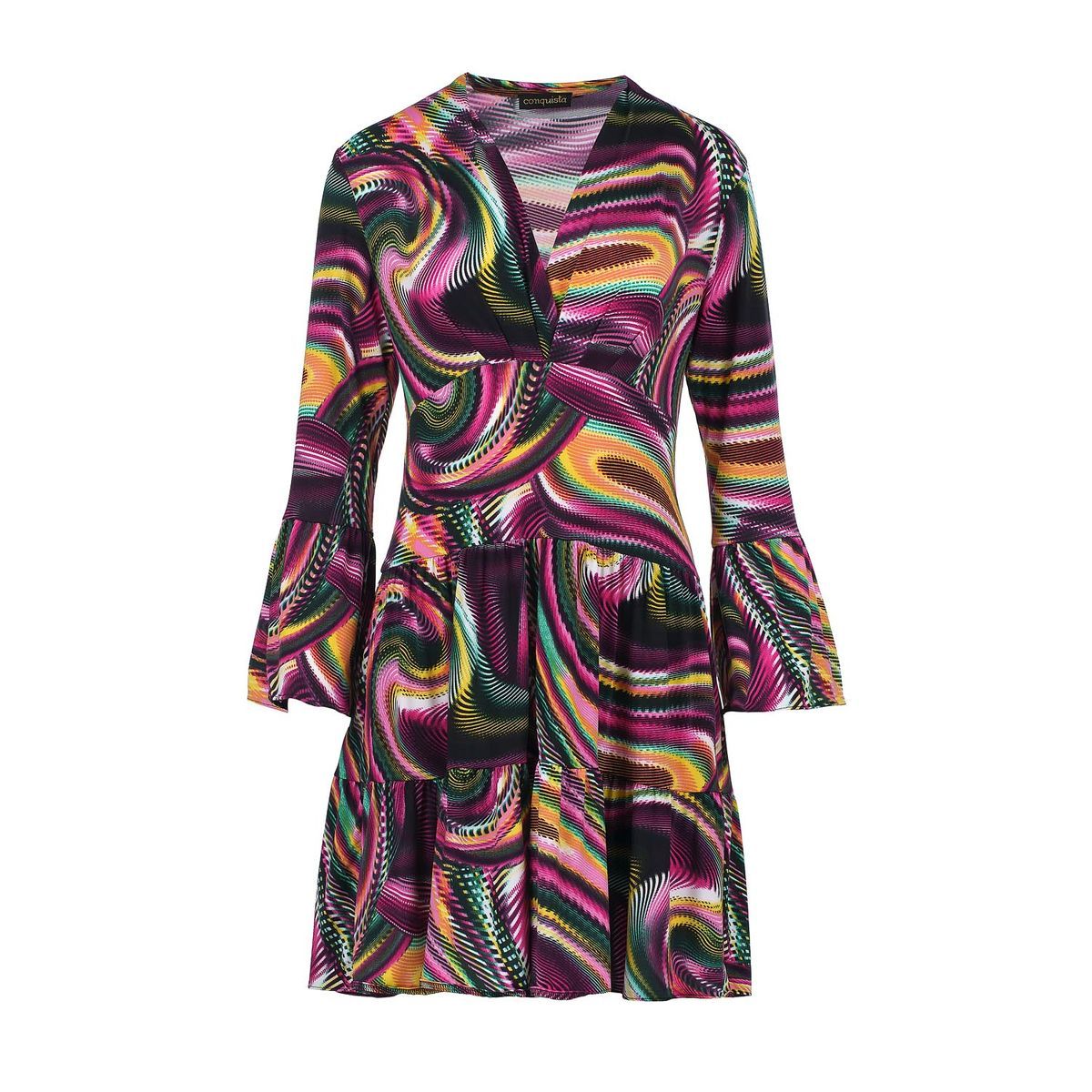 Kurzes Stufenkleid mit Psychedelischem Print