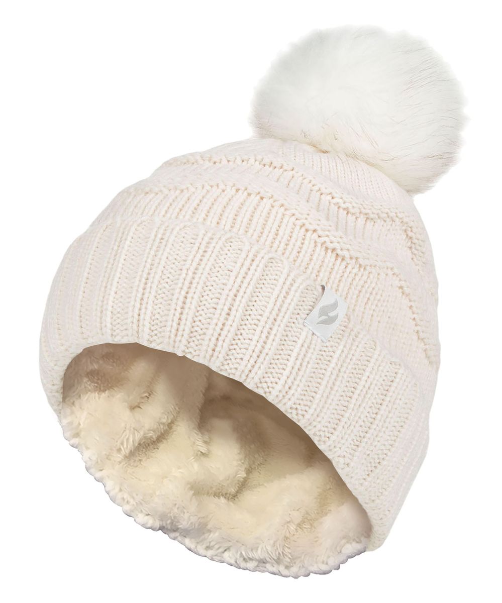 Thermomütze mit Zickzack-Muster und Bommel