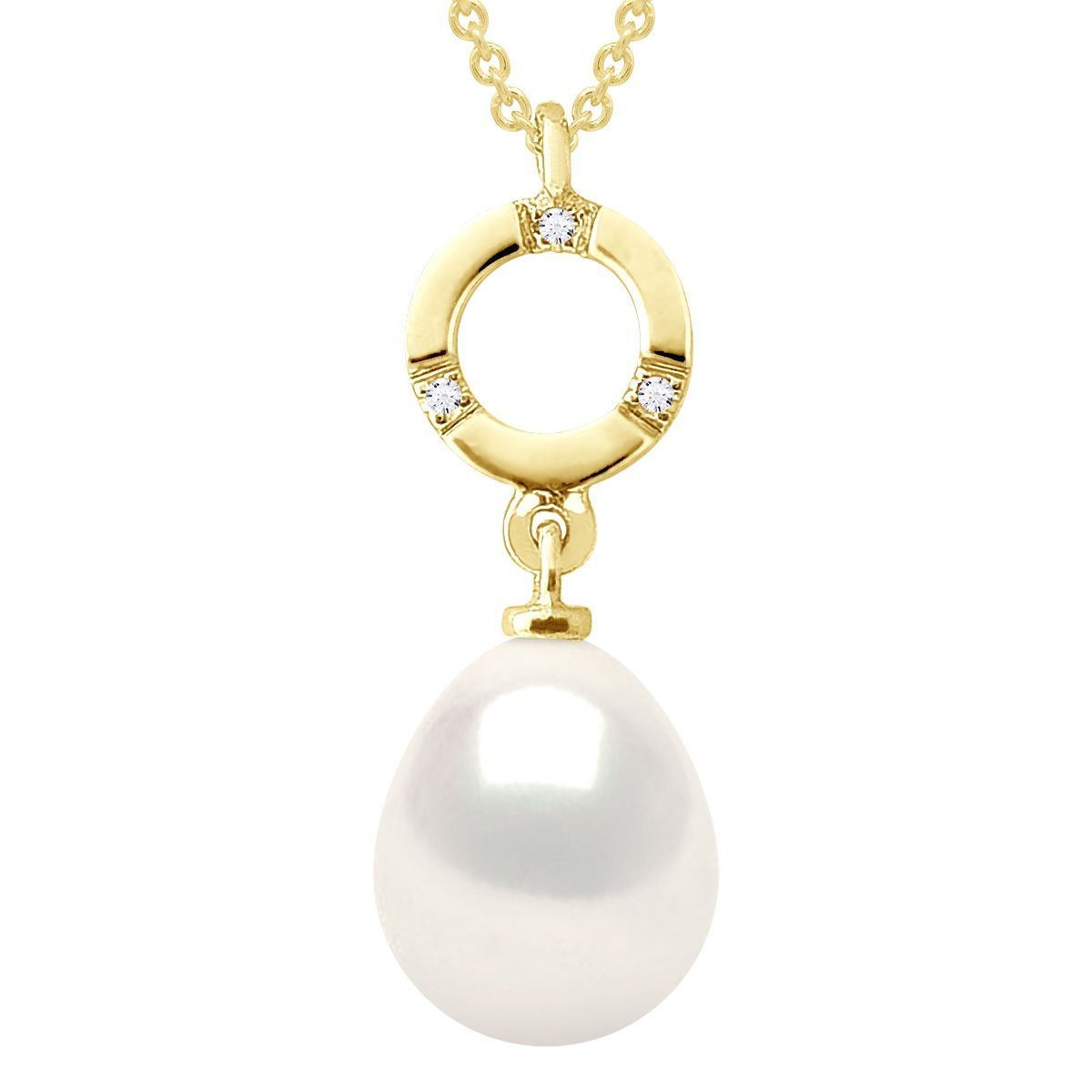 Diamant- und Perlen-Goldhalskette