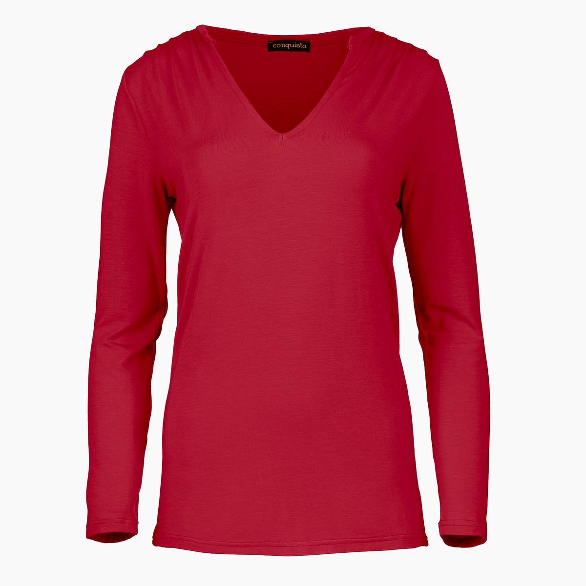 Plissiertes Jersey-Top mit V-Ausschnitt