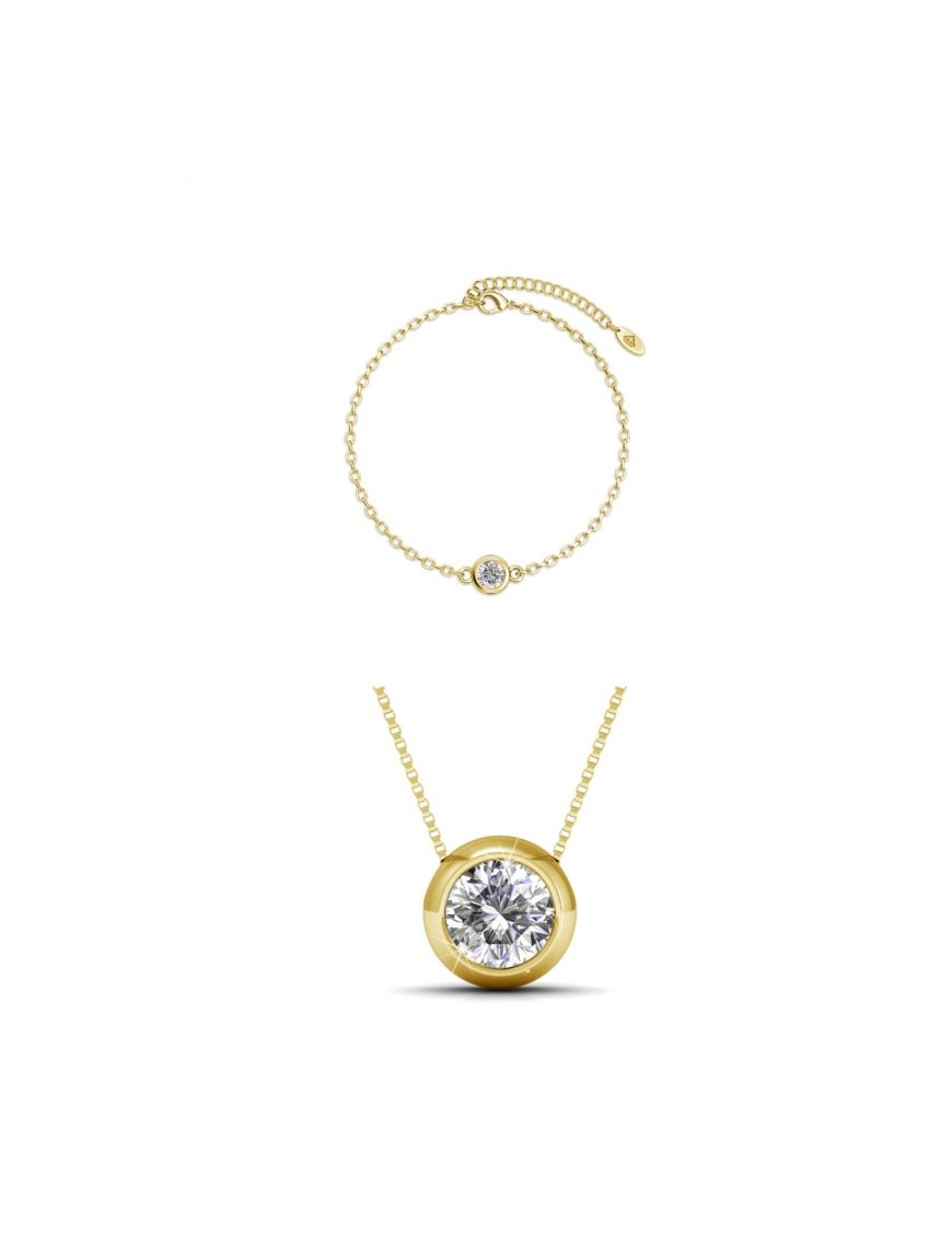 Elegantes Solitär-Kristall-Schmuckset