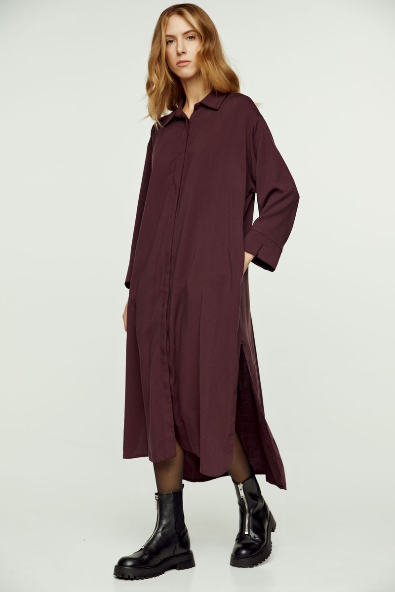 Fließendes Midi-Hemdblusenkleid aus Tencel