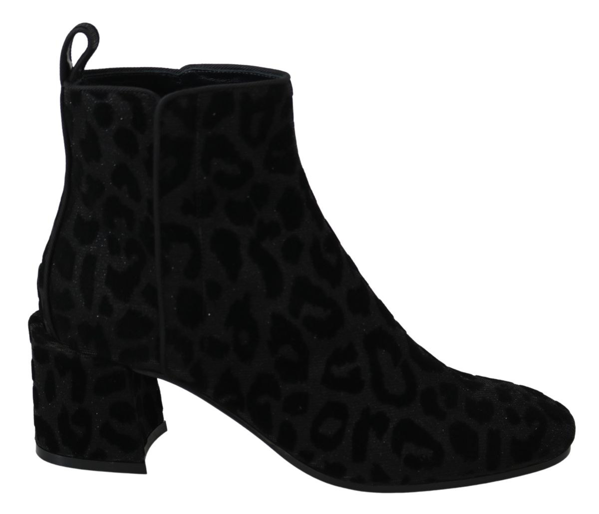 Tonal gemusterte Samt-Stiefeletten