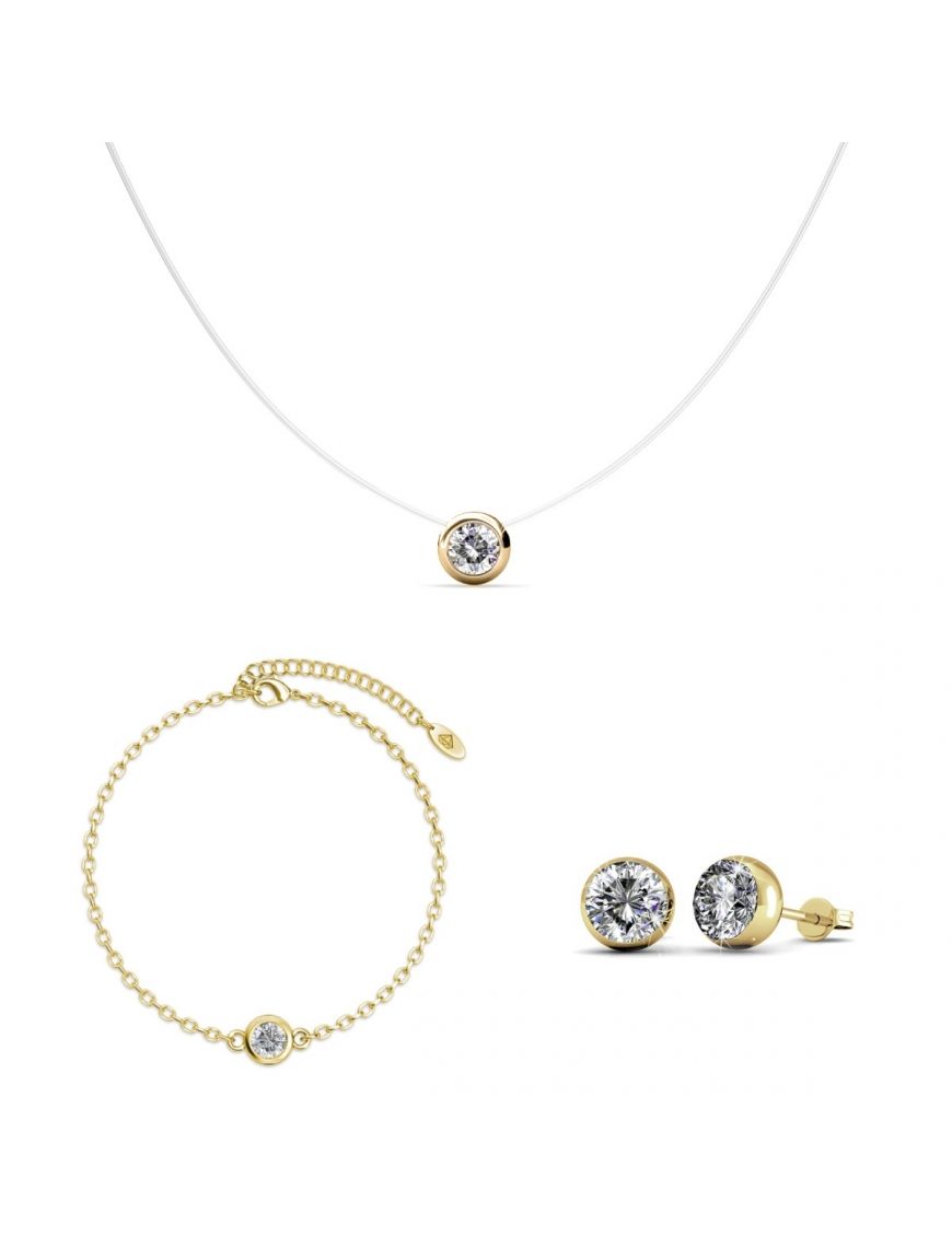 Minimalistisches Kristall-Schmuckset in Gold