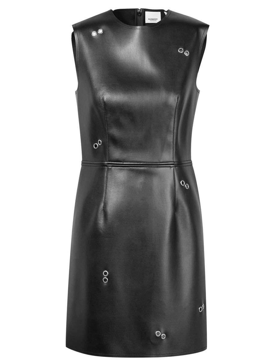 Mini-Kleid aus Kunstleder mit Ösen