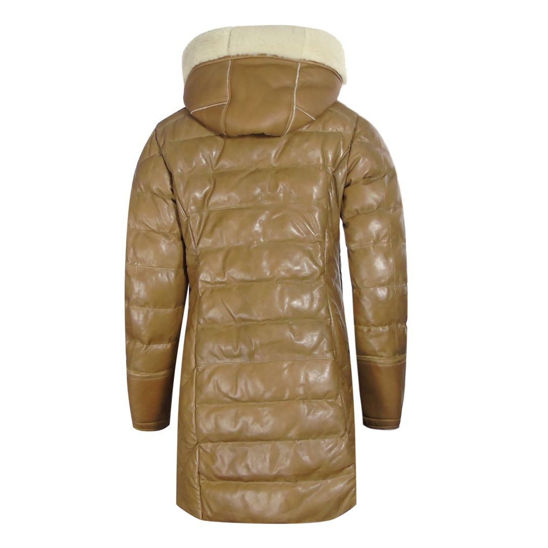 Gesteppter Lederparka mit Lammfell