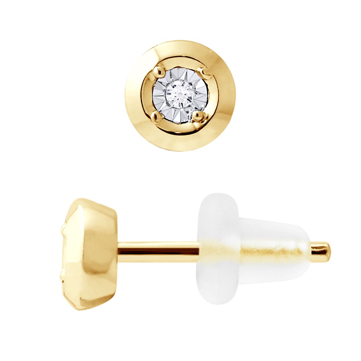 Diamant-Solitär-Ohrstecker im Illusion-Schliff