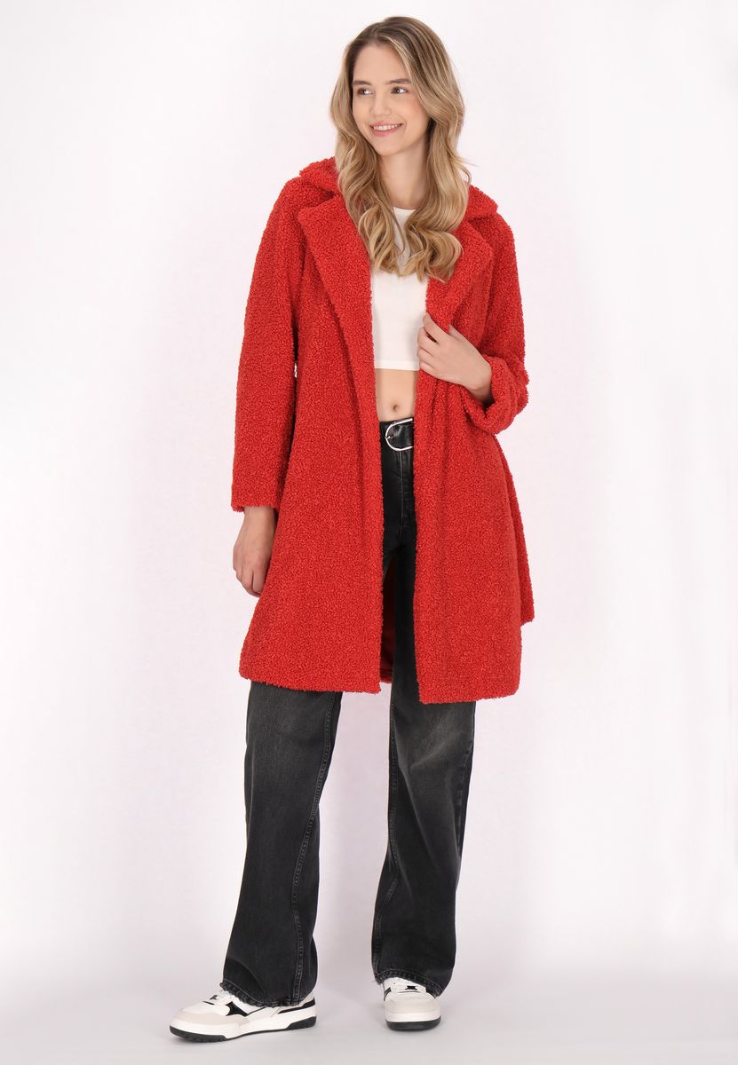 Strukturierter Mantel mit Bindegürtel