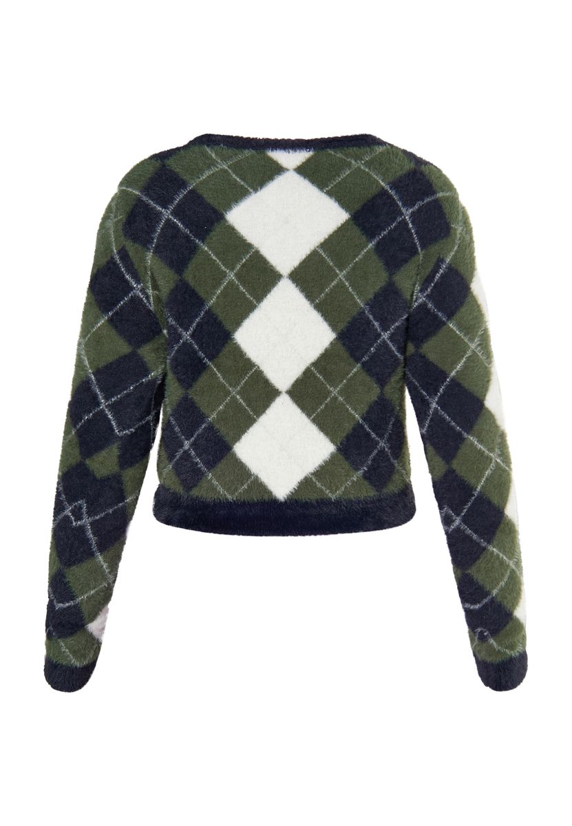 Weicher Argyle-Strickpullover im Cropped-Stil