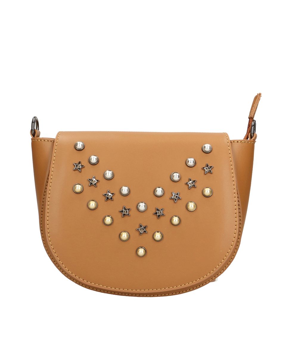 Besetzte Leder-Satteltasche zum Umhängen