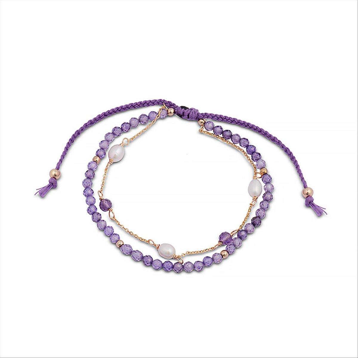 Perlenarmband mit Amethyst und Perlen