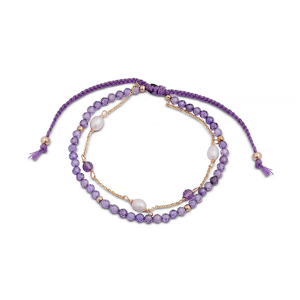 Perlenarmband mit Amethyst und Perlen