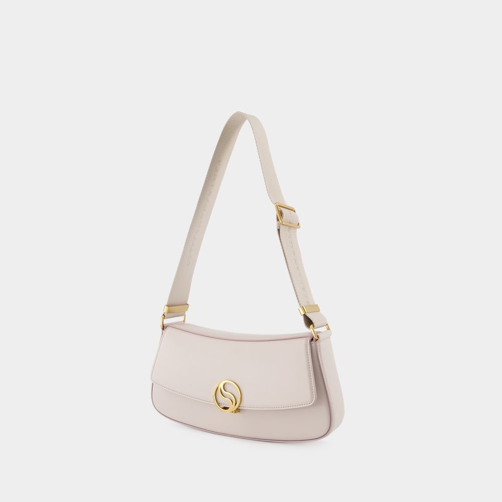 Schultertasche aus veganem Leder mit S-Logo