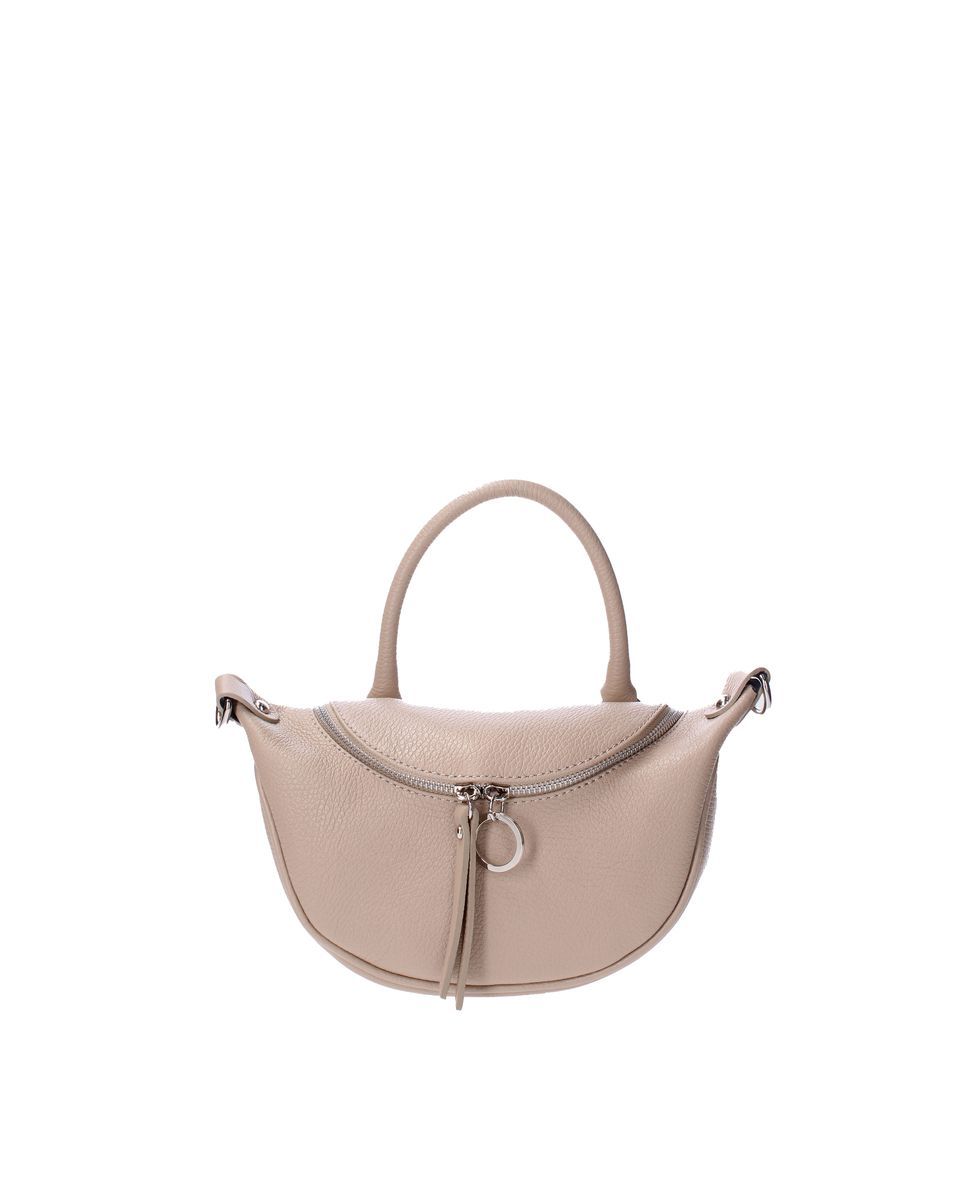 Halbmond-Handtasche aus genarbtem Leder