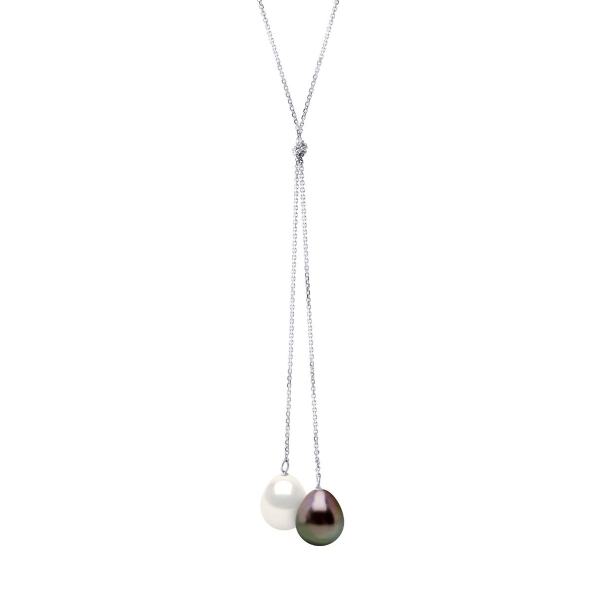 Elegante Perlen-Lariat-Halskette mit Knoten