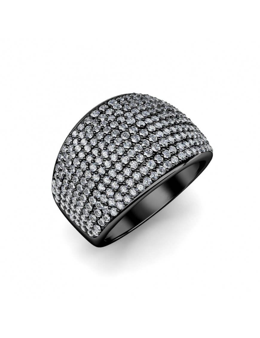 Kristallbesetzter gewölbter Statement-Ring