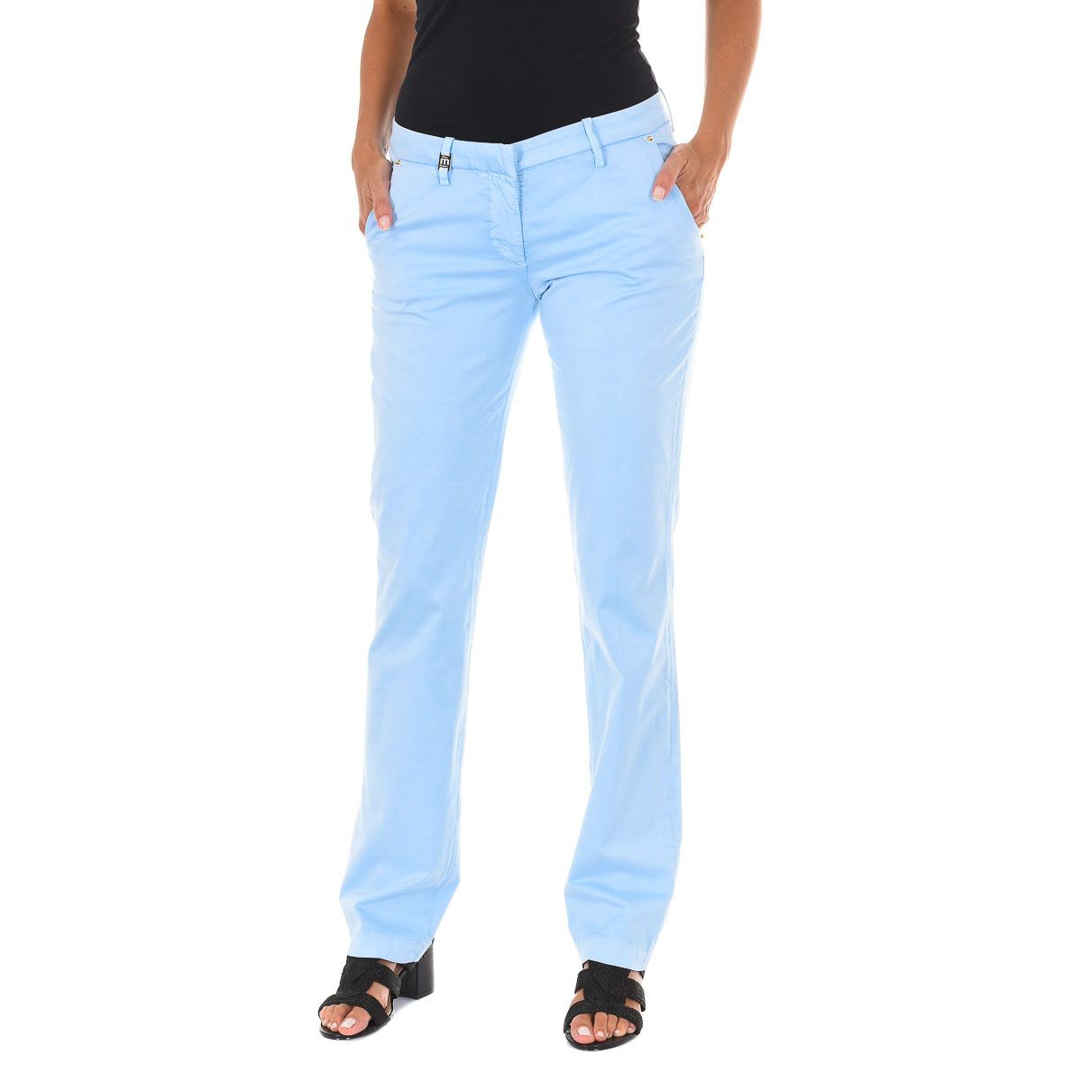Gerade Baumwoll-Chinos mit tiefer Taille