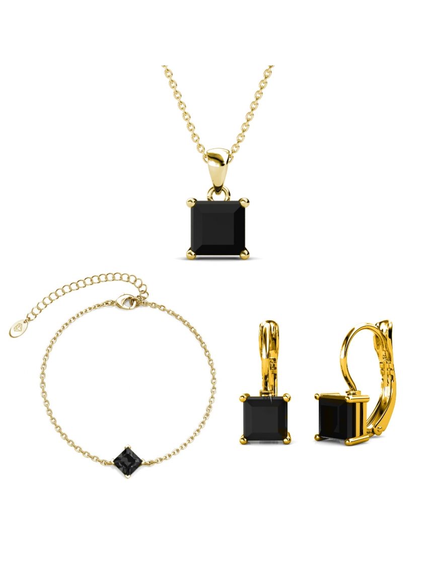 Elegantes Schmuckset mit quadratischen Kristallen
