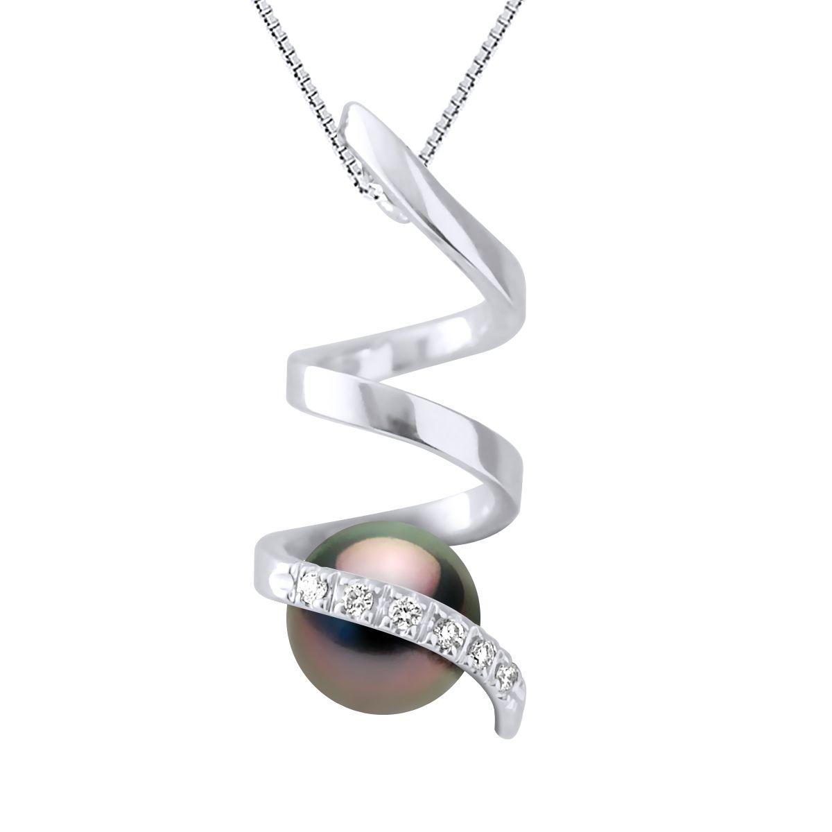 Anhänger mit Spiraldiamanten und Tahitiperle