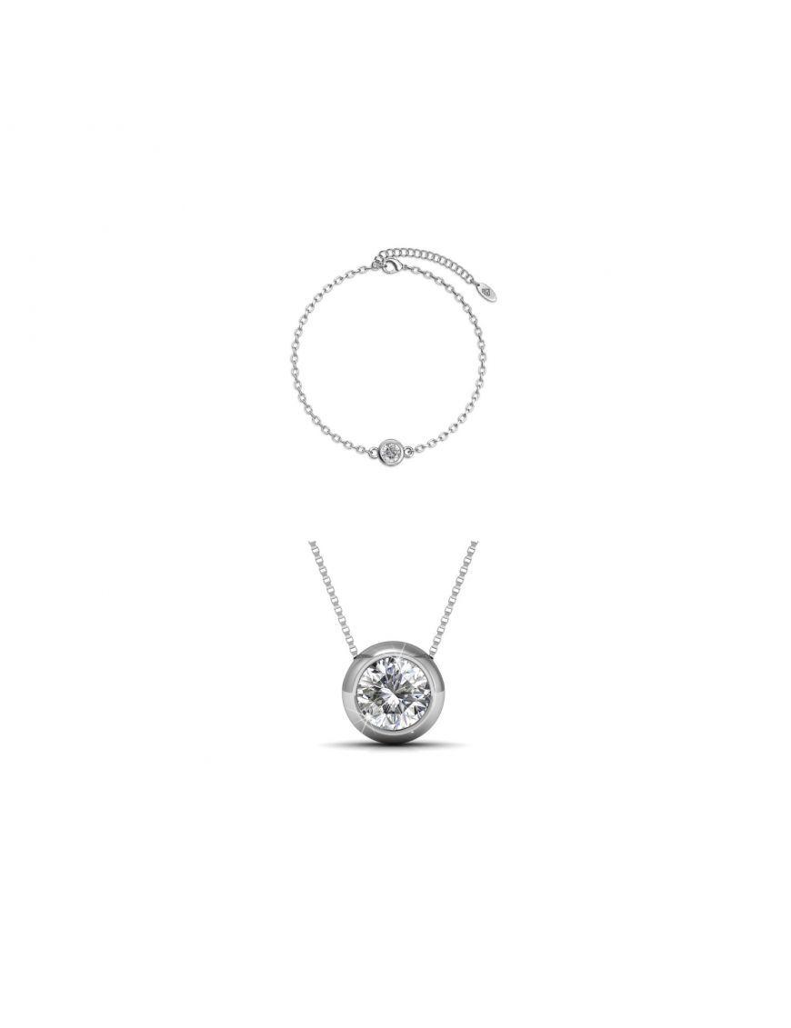 Elegantes Solitär-Kristall-Schmuckset