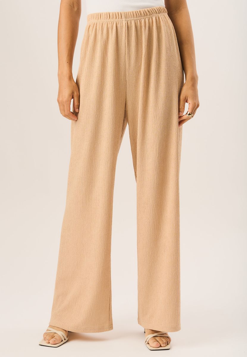 Strukturierte Wide-Leg Schlupfhose