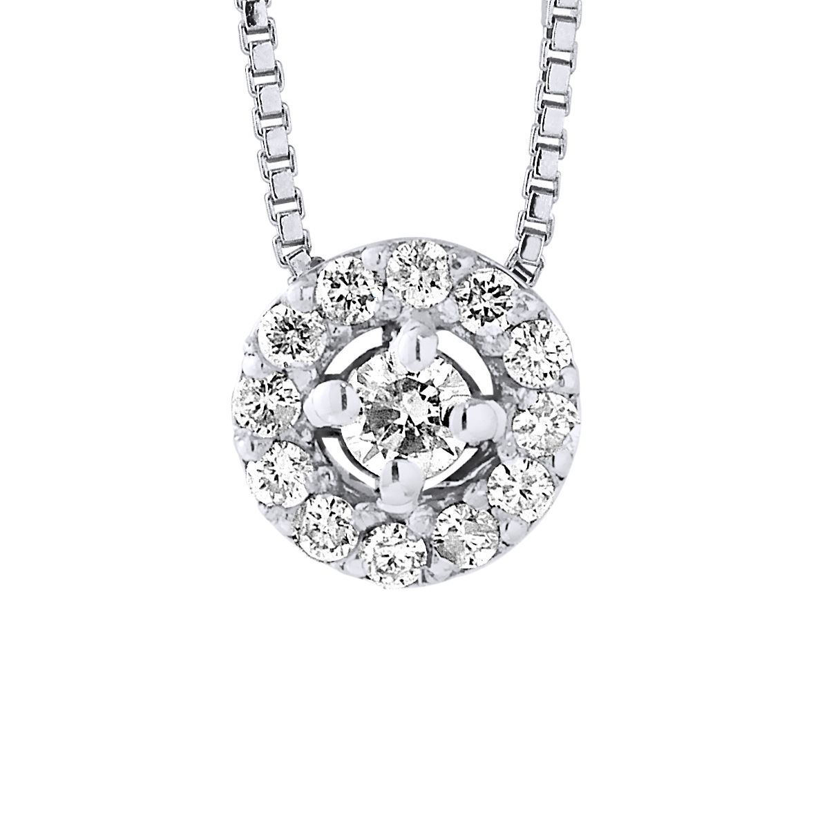 Runde Diamant-Halo-Halskette