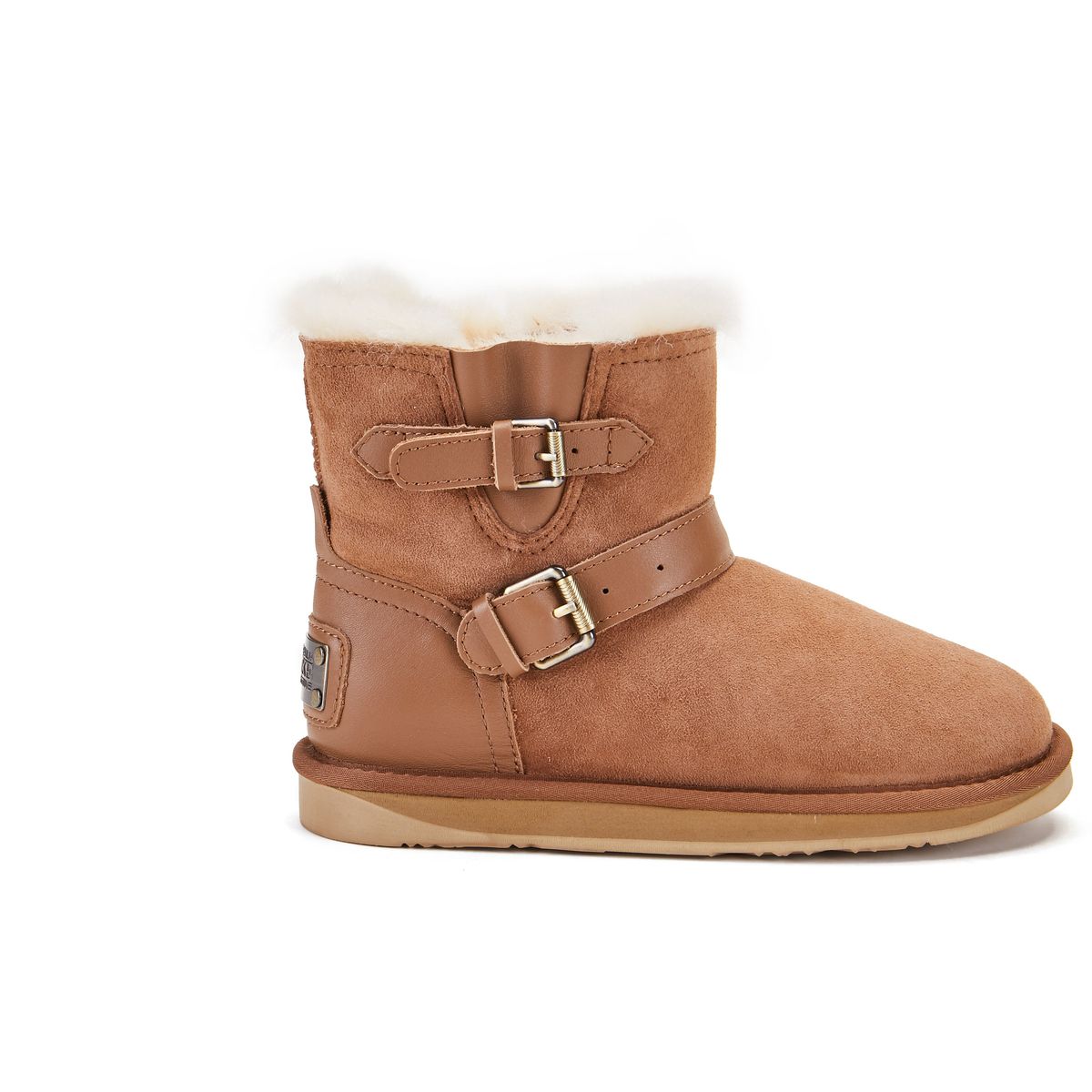 Lammfell-Stiefeletten mit doppelten Schnallen