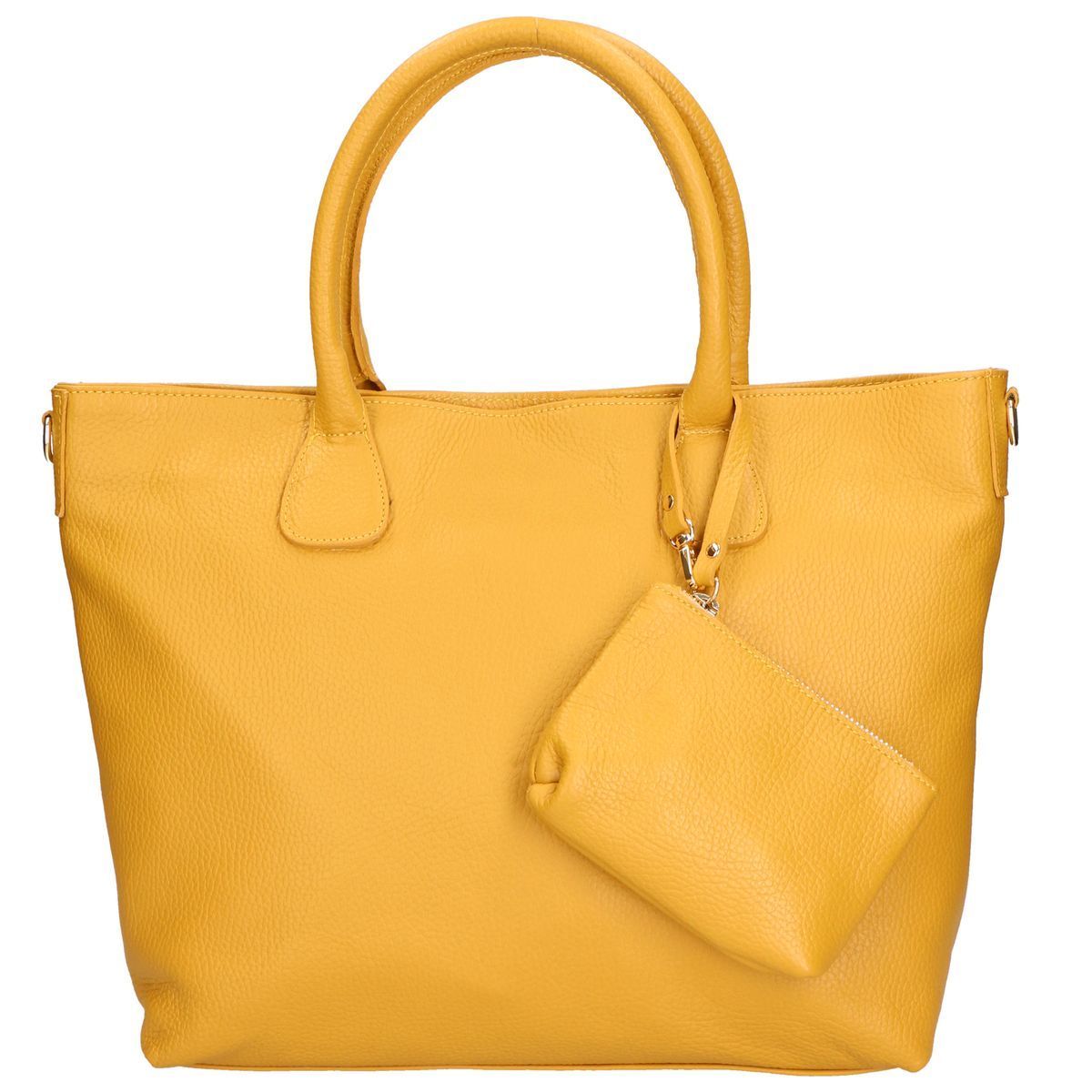 Strukturierte Leder-Shopper mit Täschchen