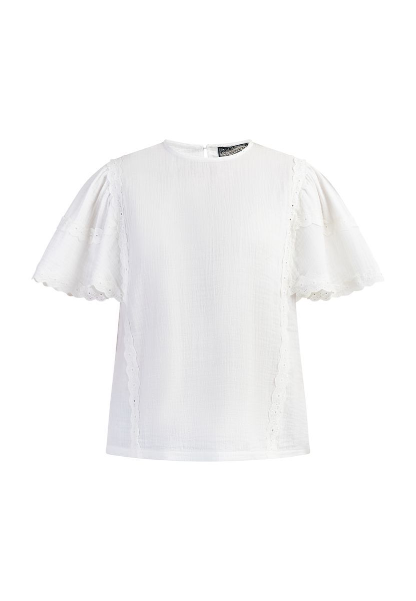 Strukturierte Bluse mit Spitzenbesatz