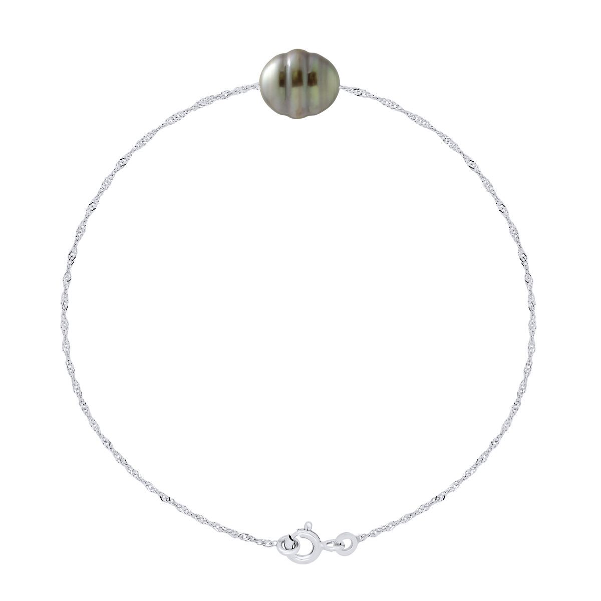 Tahiti-Perlenarmband mit Singapur-Gliederkette