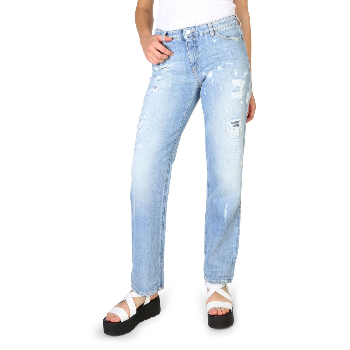 Distressed Jeans mit heller Waschung