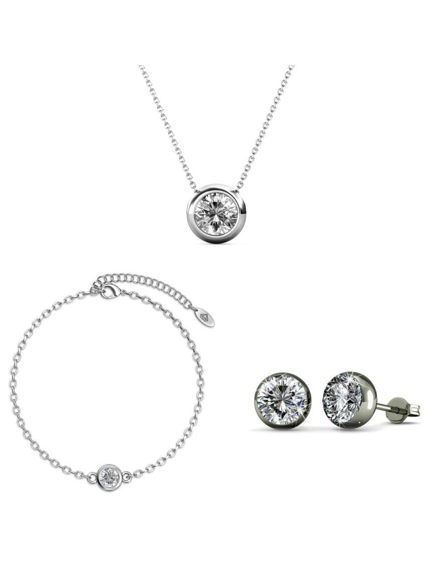 Schmuckset mit runden Kristall-Solitären