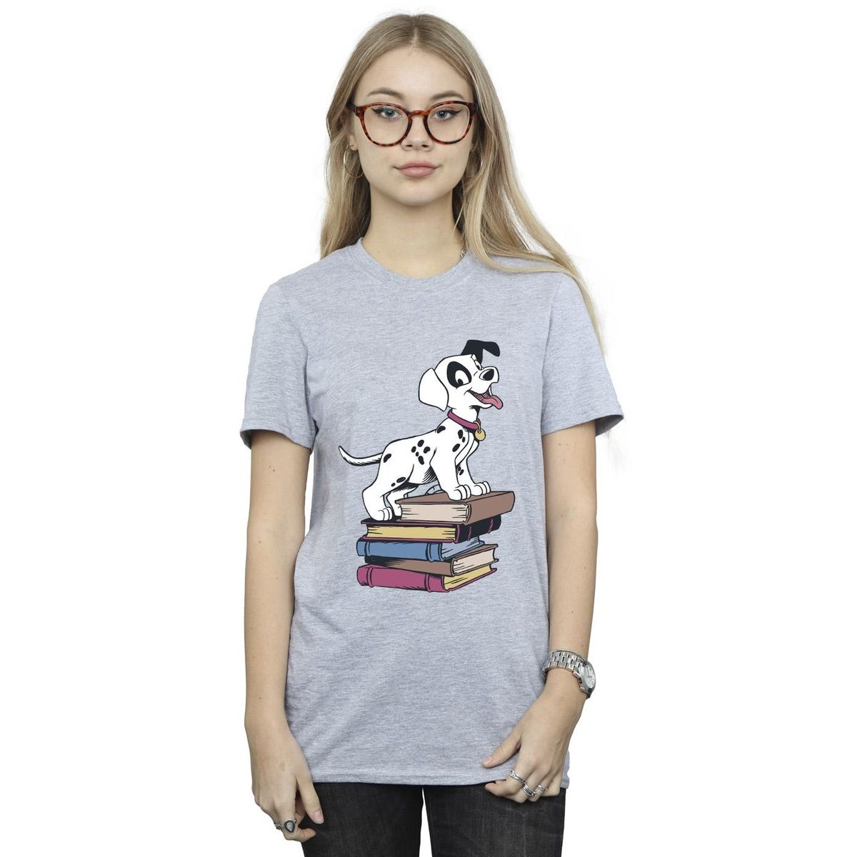 Grafik-T-Shirt mit Dalmatiner auf Büchern