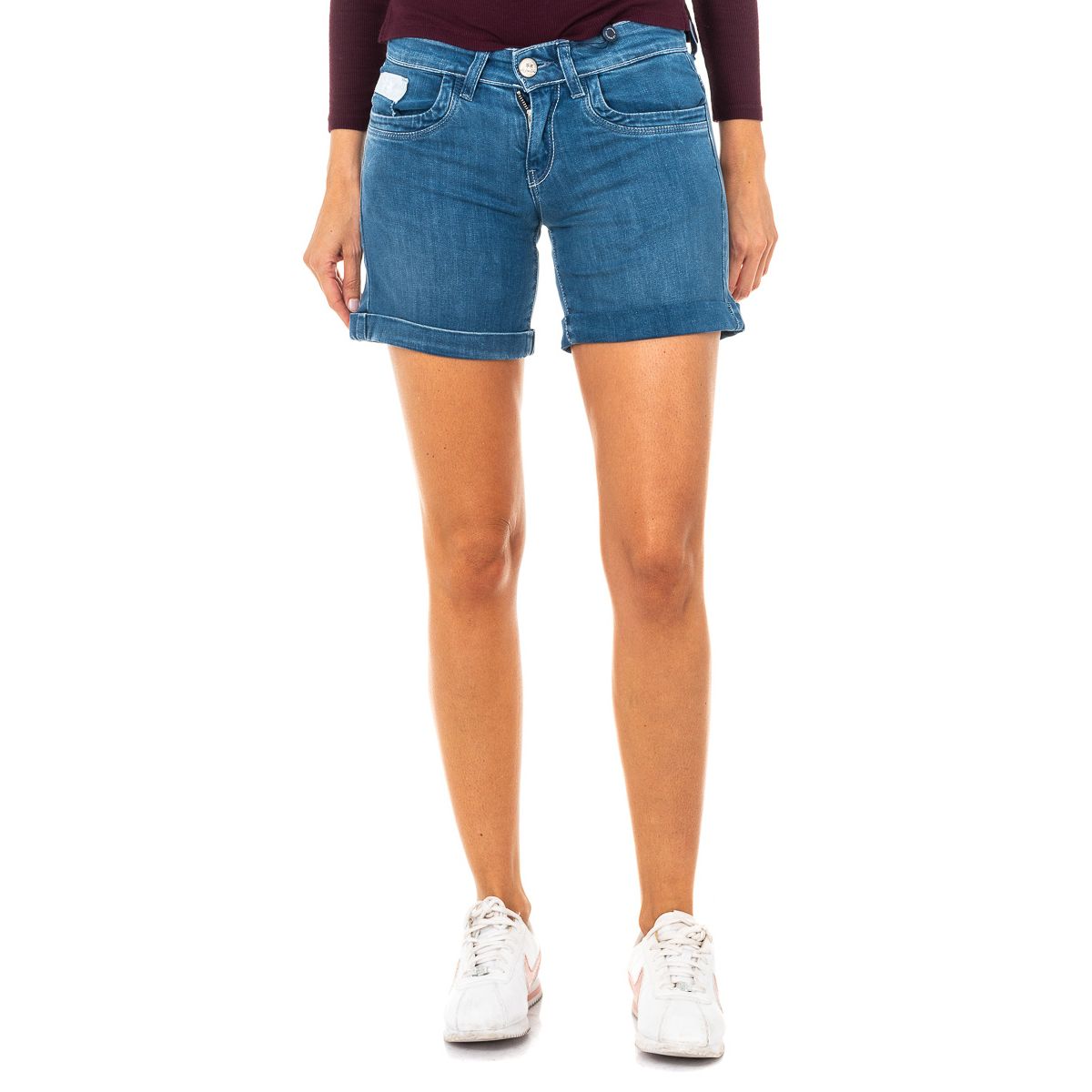 Jeans-Shorts mit fixiertem Aufschlag