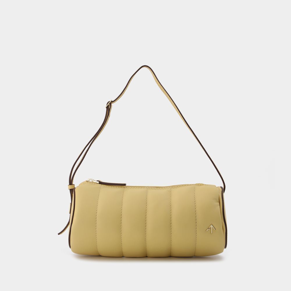 Gepolsterte Zylinder-Schultertasche aus Leder