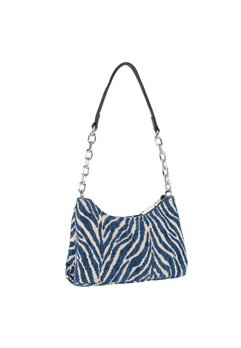 Strukturierte Baguette-Tasche mit Zebra-Print