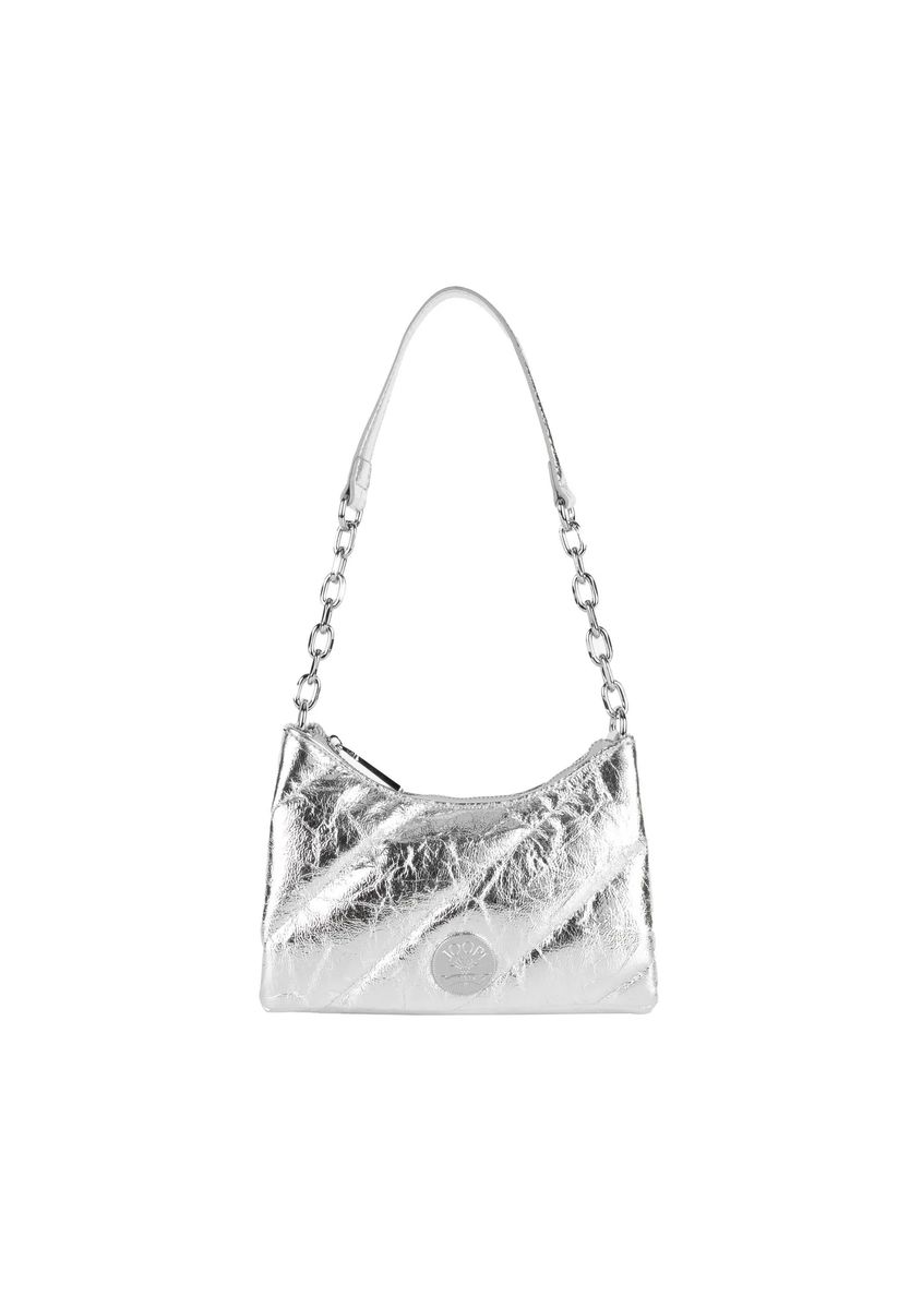Schultertasche mit Metallic-Knitteroptik