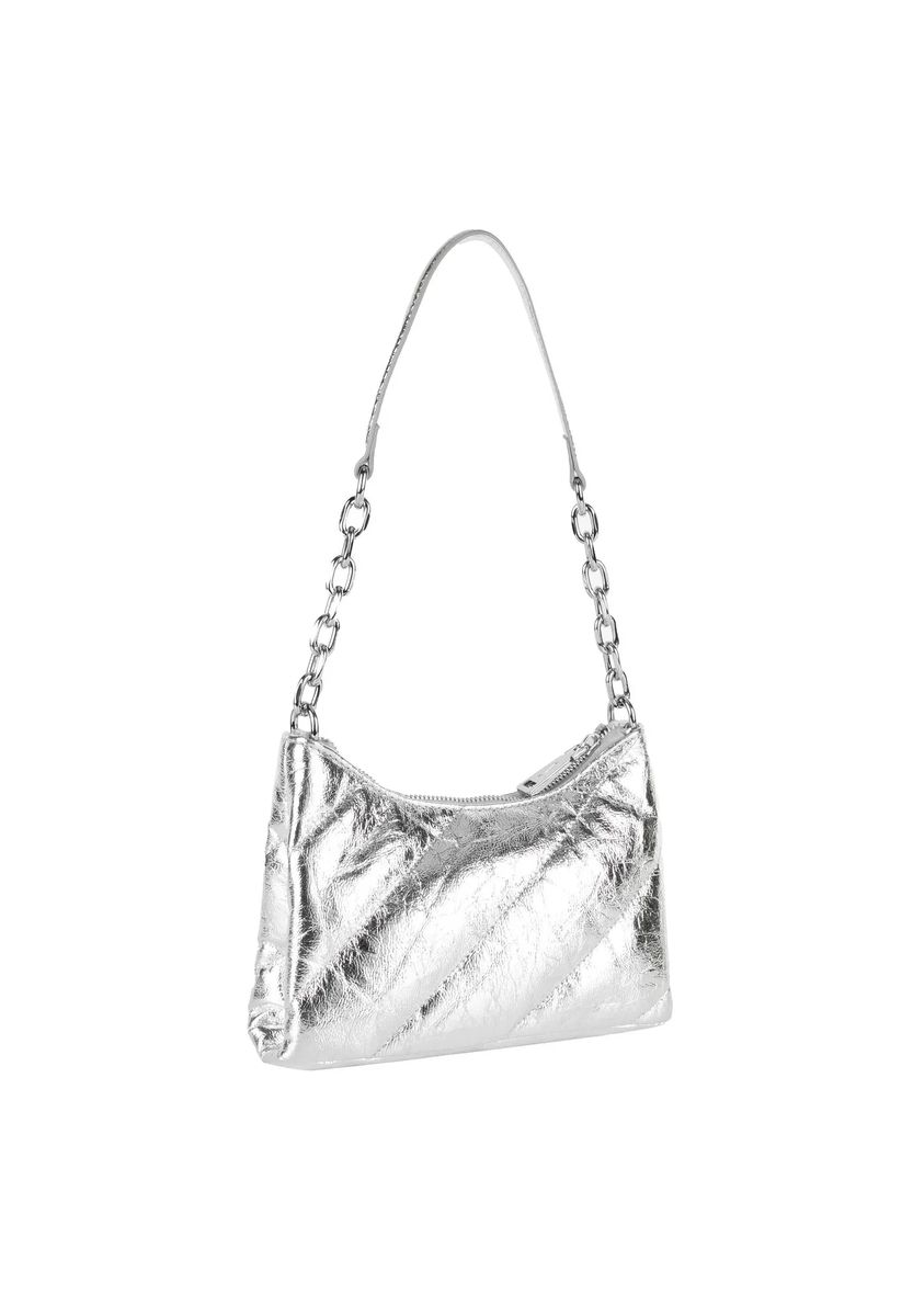 Schultertasche mit Metallic-Knitteroptik