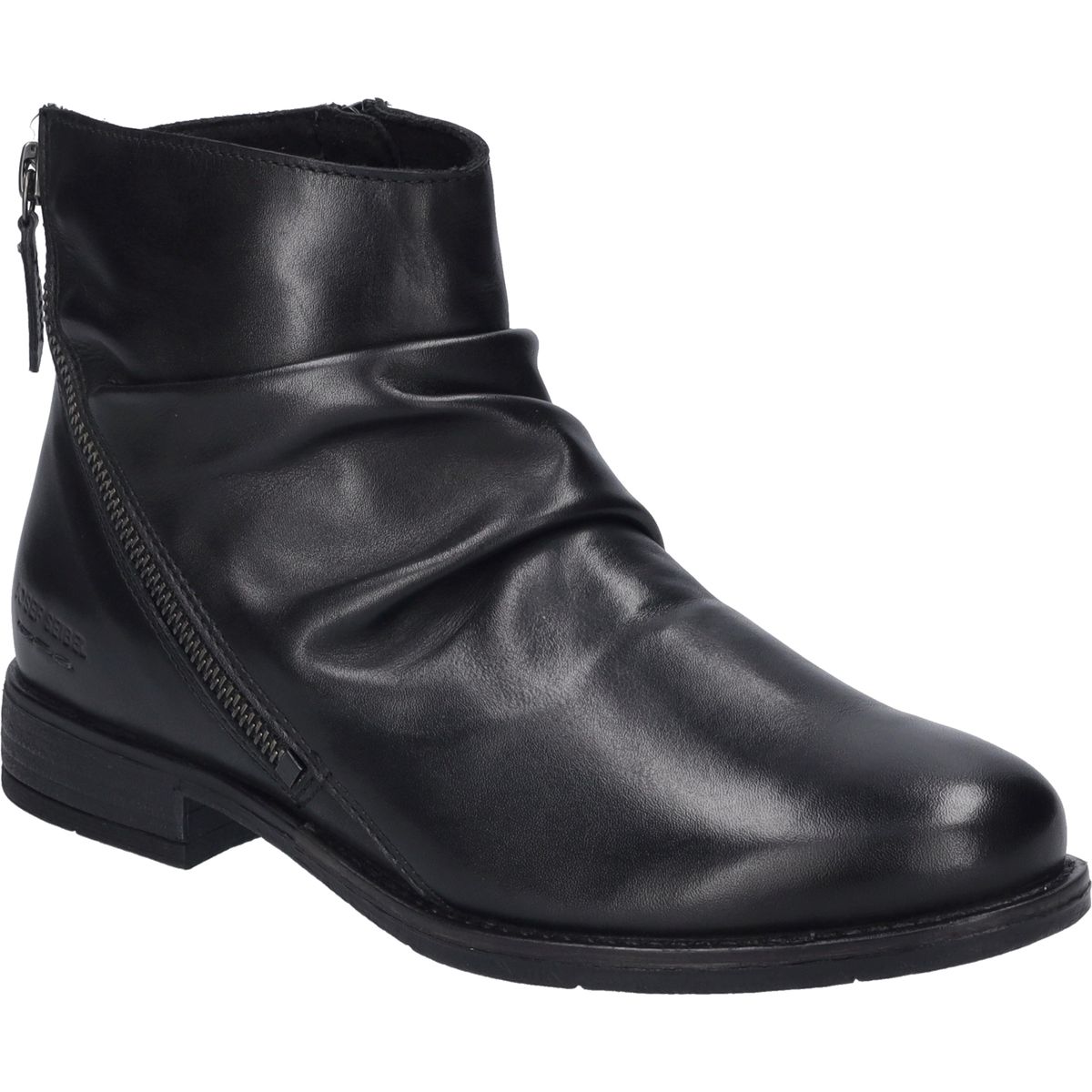 Geraffte Leder-Stiefeletten