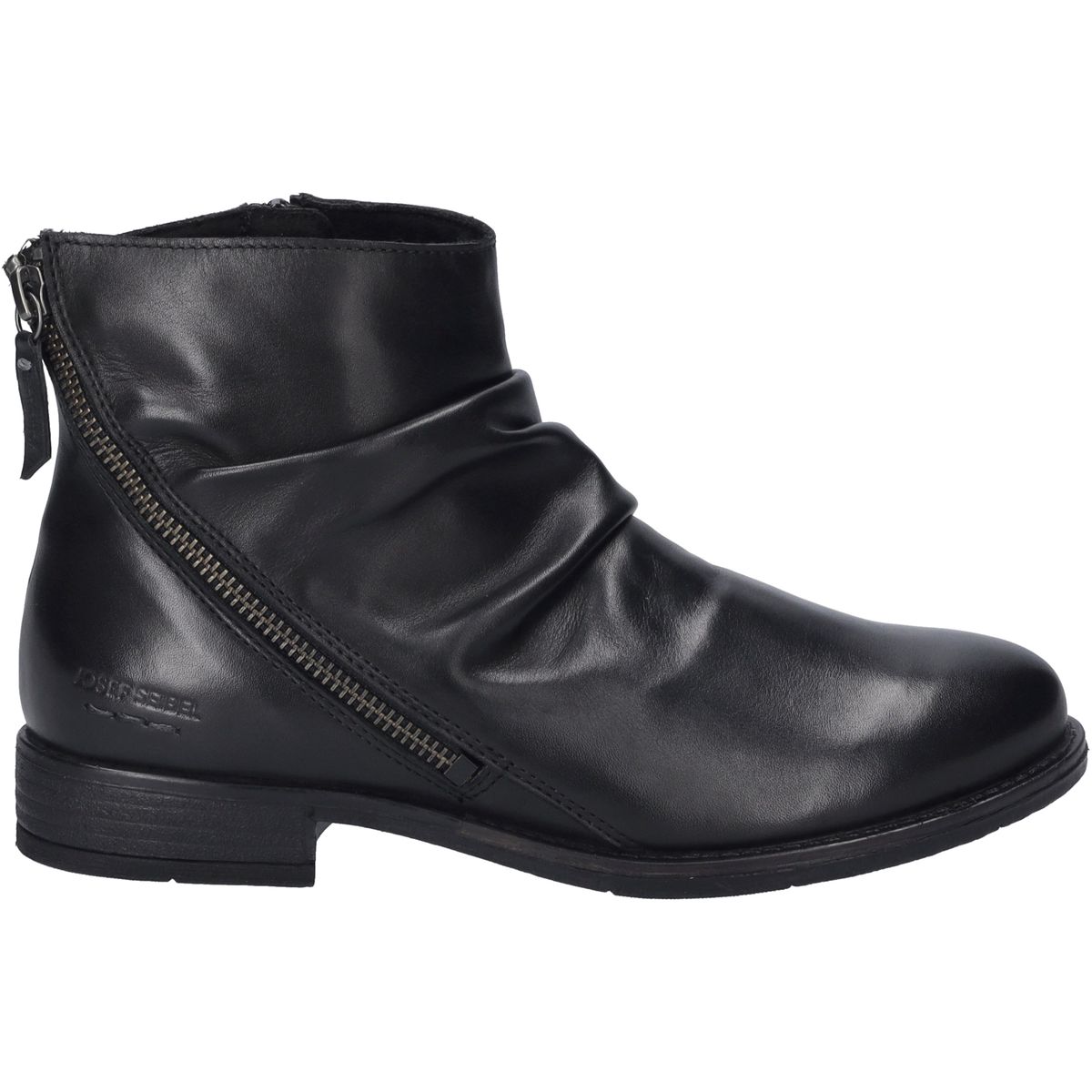 Geraffte Leder-Stiefeletten