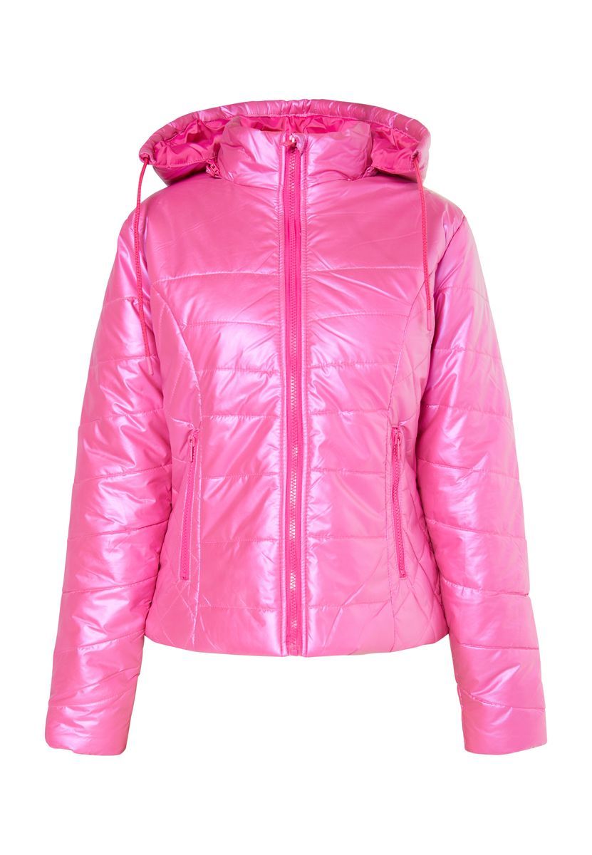 Schimmernde Steppjacke mit Kapuze