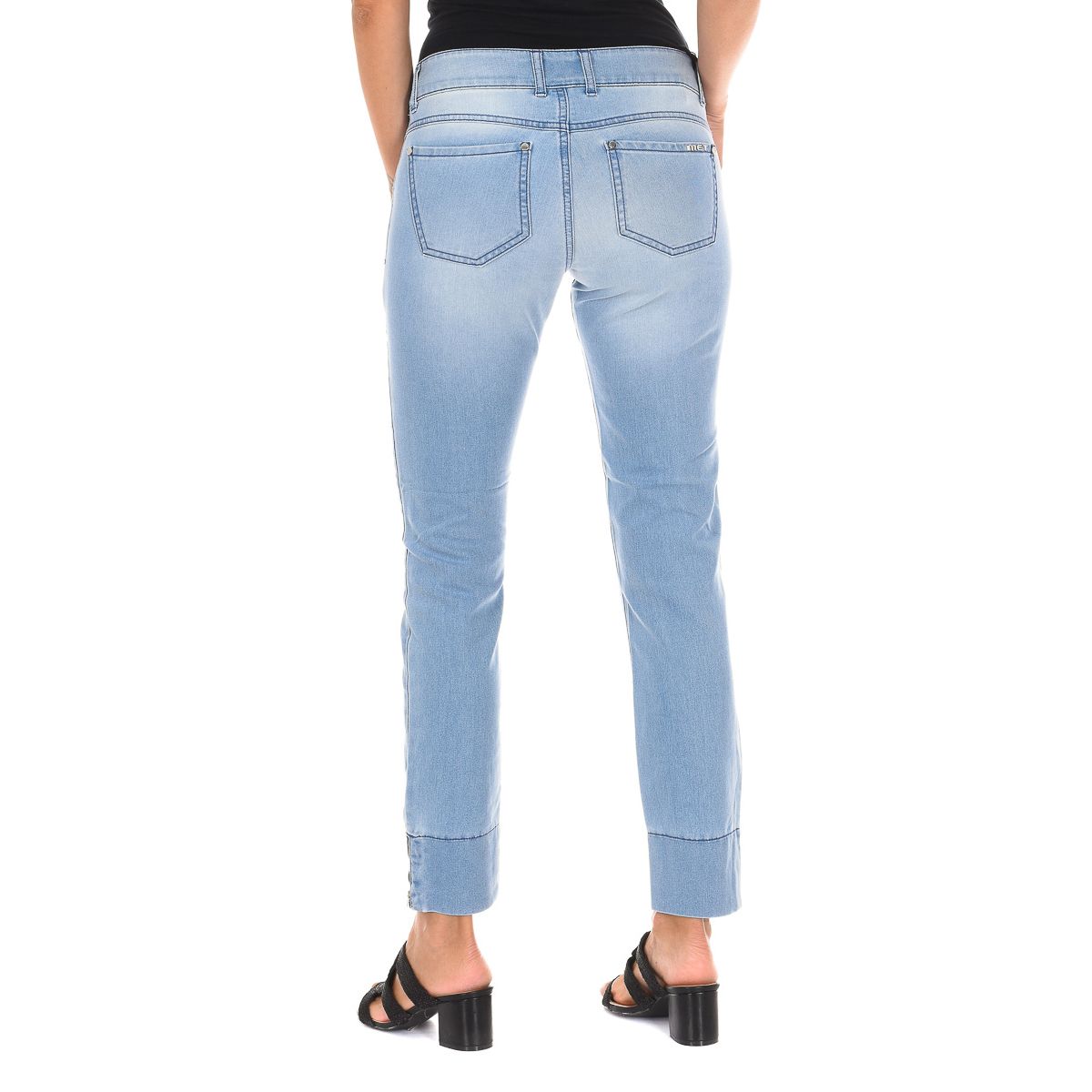 Hüftjeans in Cropped-Länge mit Reißverschlüssen