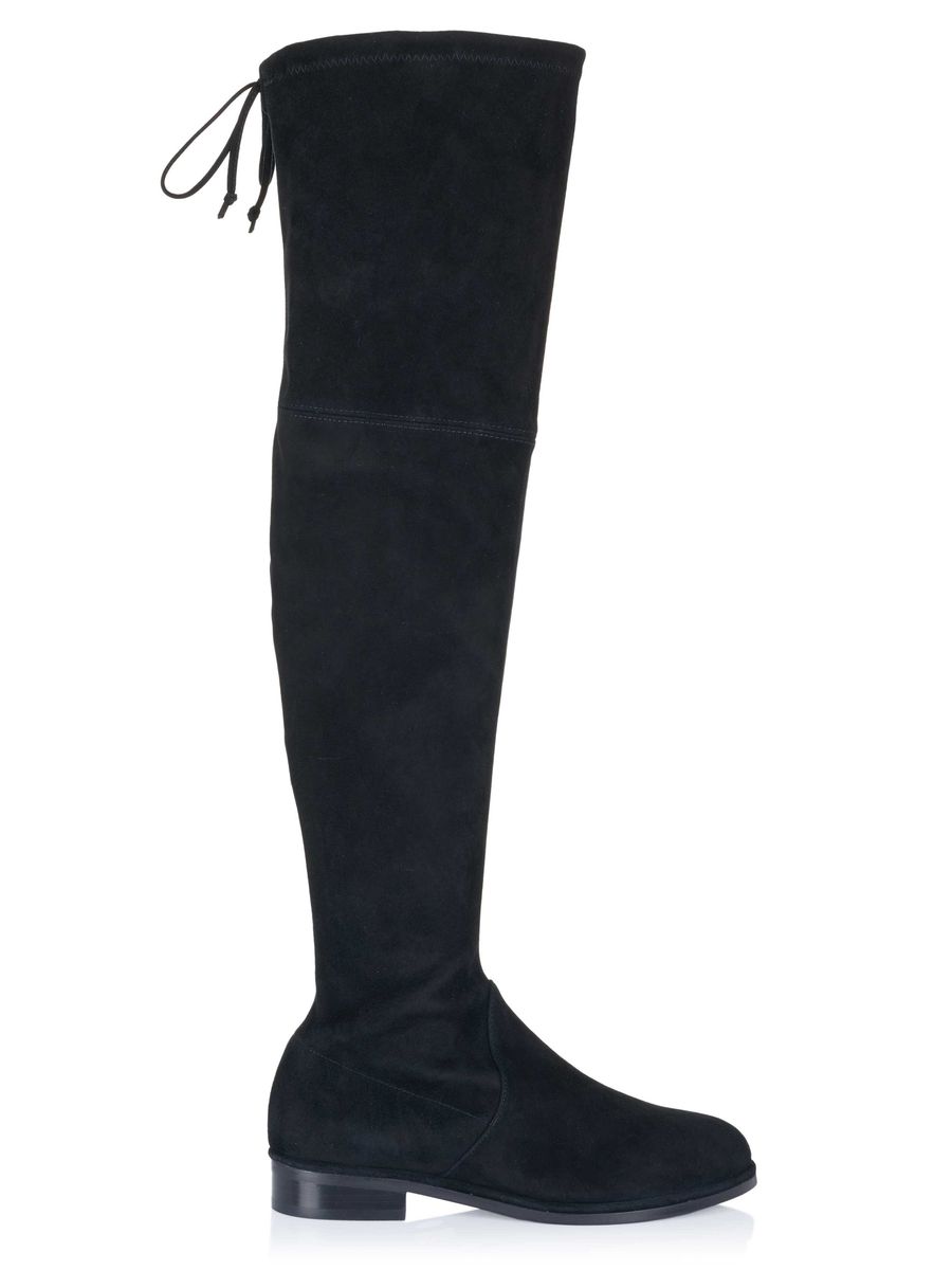 Flache Overknee-Stiefel aus Veloursleder