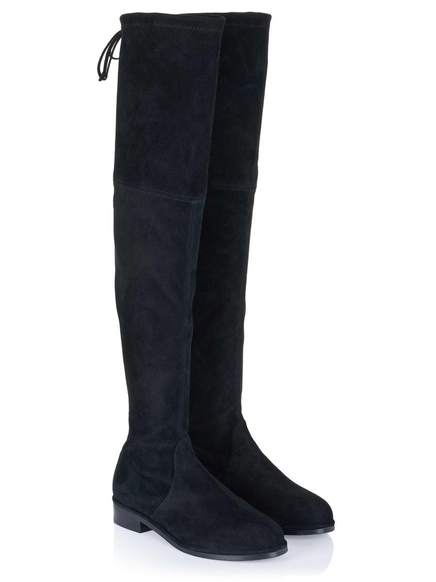 Flache Overknee-Stiefel aus Veloursleder