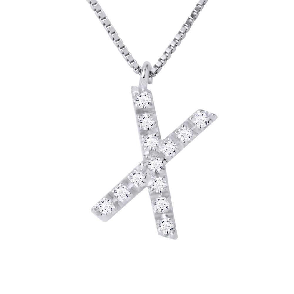Diamant-Halskette mit Buchstabe X