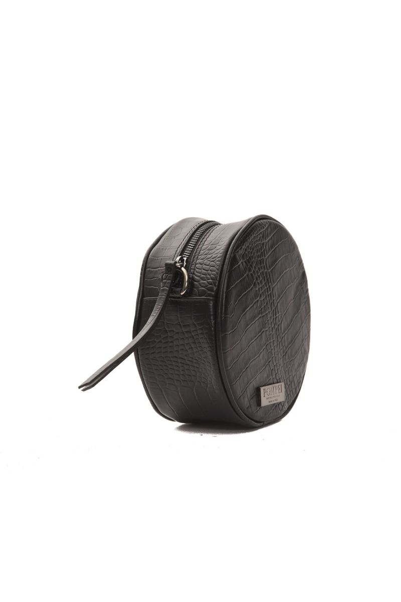 Runde Handtasche mit Krokoprägung