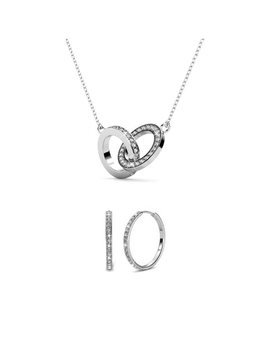 Schmuckset mit ineinandergreifenden Kristallkreisen
