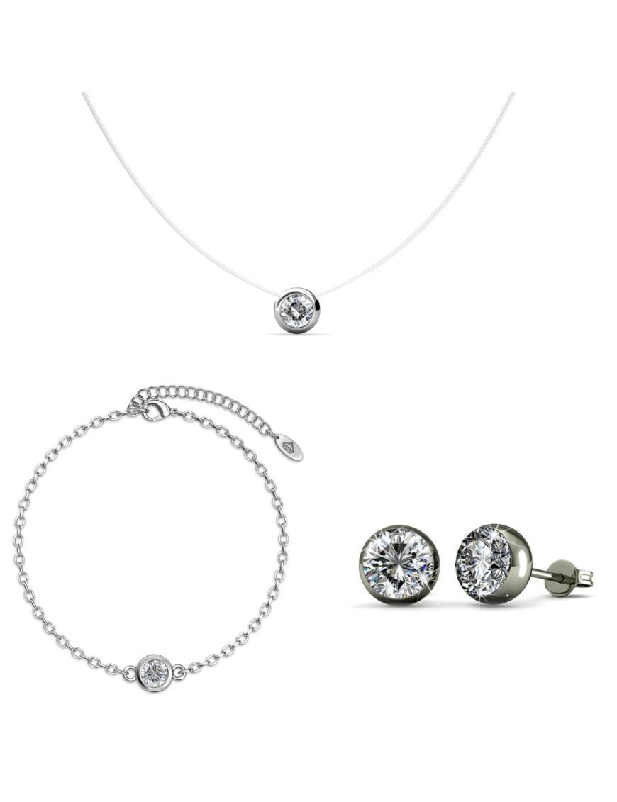 Schmuckset mit Kristall-Solitär