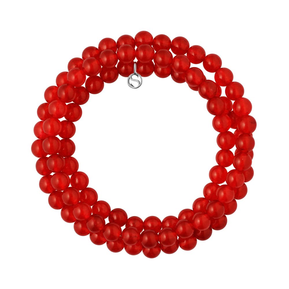 Dreireihiges Korallenstein-Perlenarmband