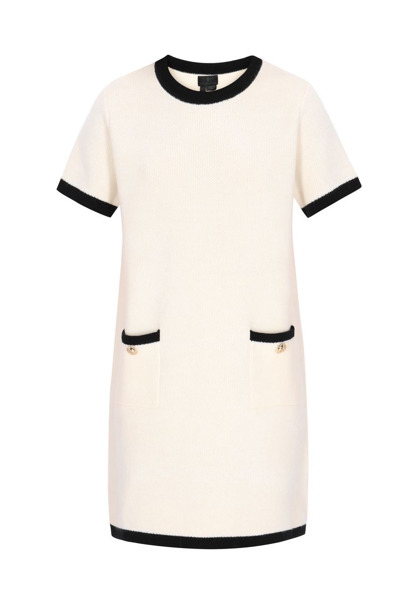 Strick-Minikleid mit Kontrast-Besatz